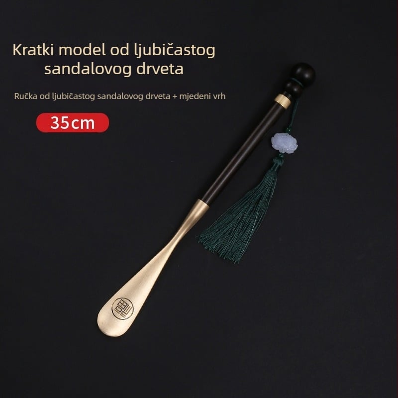 Izvlakač cipela od ružinog drveta, mesinga, 58 cm, duga ručka, kućanski, za trudnice, ne savija se, prijenosni, od punog drveta i sandalovine, bakra