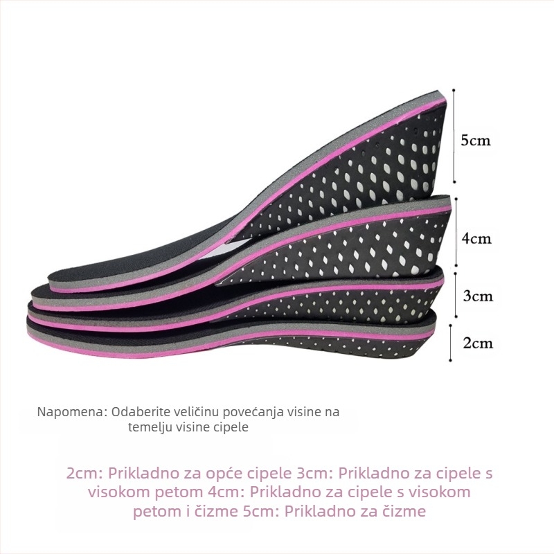 EVA uložak za podizanje, nevidljivi unutarnji uložak za podizanje, muški i ženski ležerni uložak za sporo odbijanje, 2 cm, 3 cm, 4 cm, 5 cm