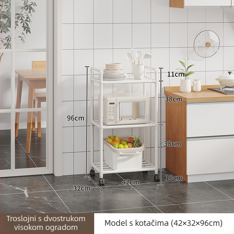 Stalak za pohranu u kuhinji, stalak za lonce, podni višeslojni stalak za pohranu u kuhinji, poseban stalak za lonce, pomični stalak za povrće