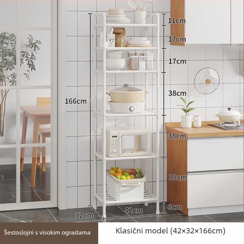 Stalak za pohranu u kuhinji, stalak za lonce, podni višeslojni stalak za pohranu u kuhinji, poseban stalak za lonce, pomični stalak za povrće