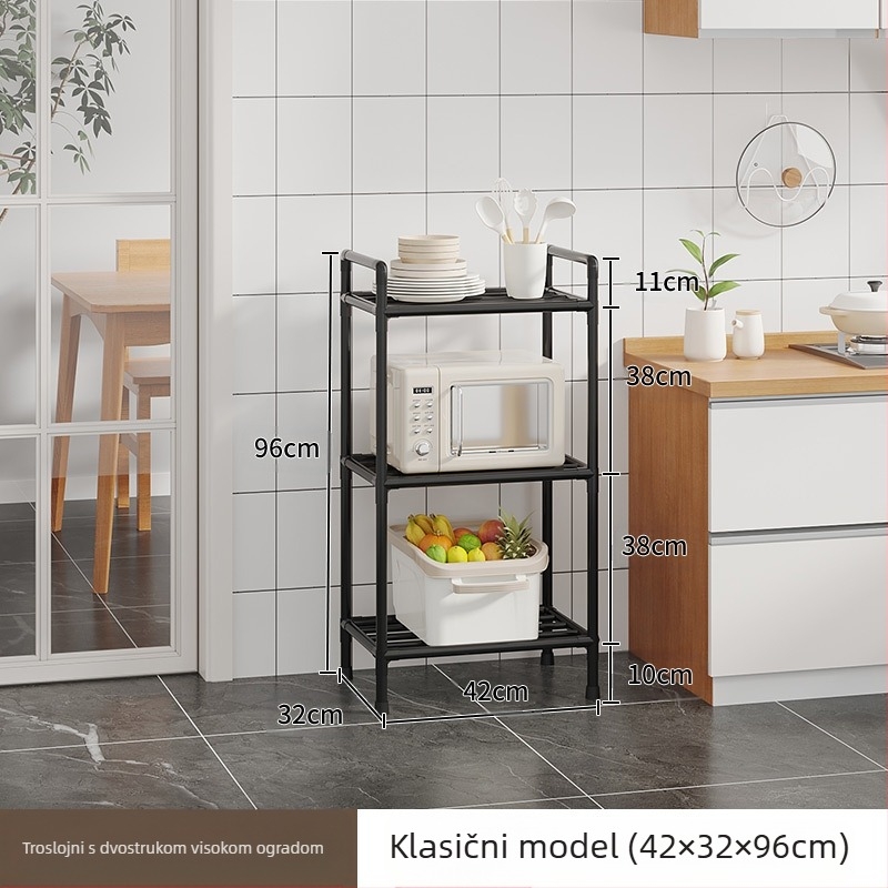 Stalak za pohranu u kuhinji, stalak za lonce, podni višeslojni stalak za pohranu u kuhinji, poseban stalak za lonce, pomični stalak za povrće