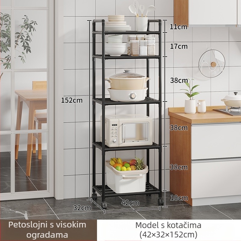 Stalak za pohranu u kuhinji, stalak za lonce, podni višeslojni stalak za pohranu u kuhinji, poseban stalak za lonce, pomični stalak za povrće