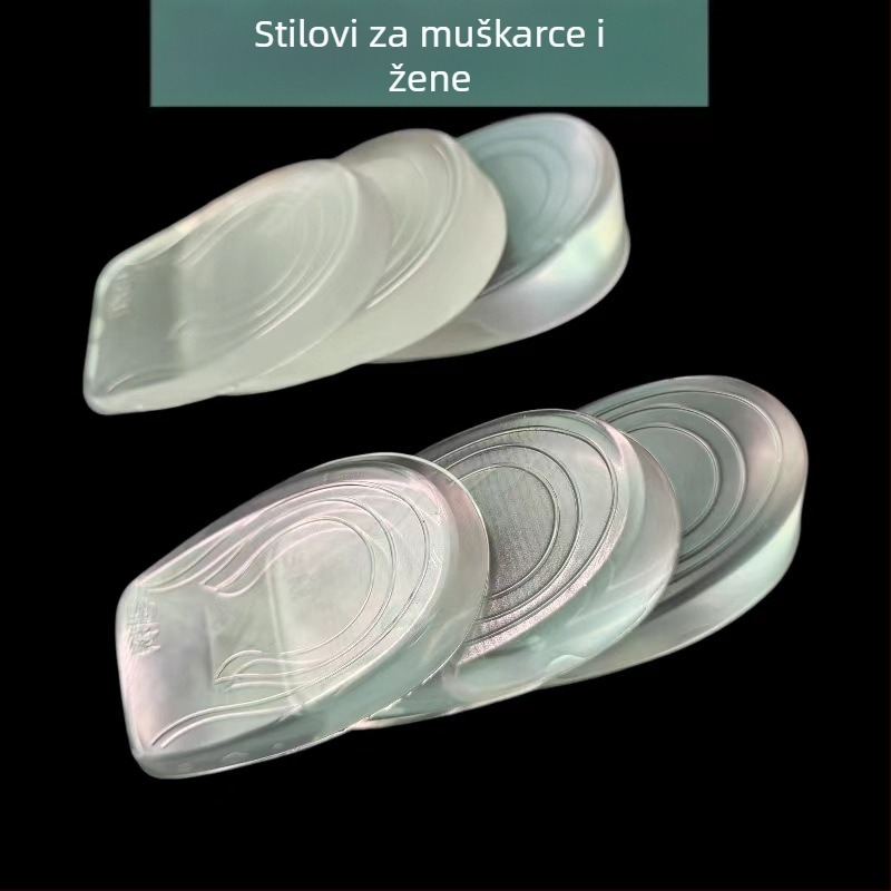 Prozirni silikonski uložak za podizanje, nevidljivi jastučić za petu, polu-jastučić za podizanje, neklizajući, internetski slavni muškarci i žene, proizvođač unutarnjih uložaka za podizanje