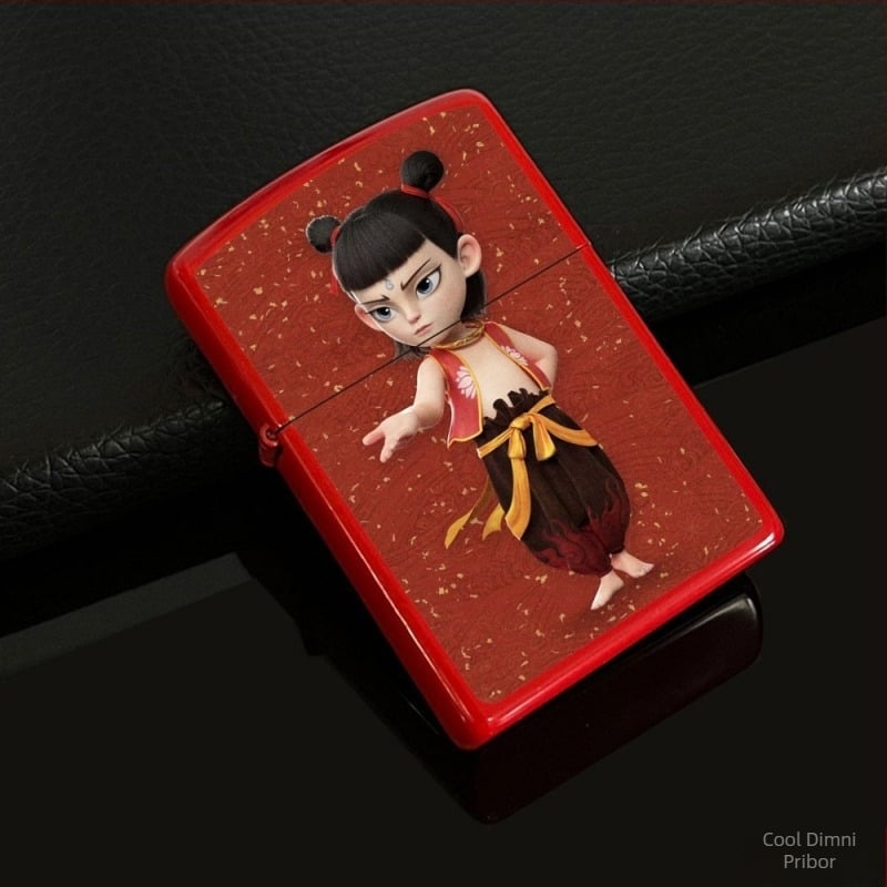 Nezha periferni petrolejski upaljač, retro kreativni mali poklon, metalni vjetrootporni upaljač u klasičnom stilu