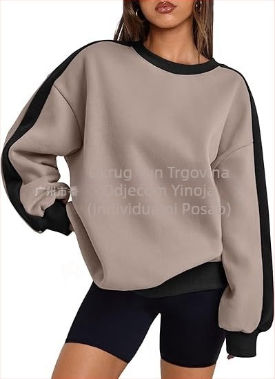 Amazon prekogranični ženski super plus size pulover s okruglim izrezom i dugim rukavima u boji, jesen 2024.