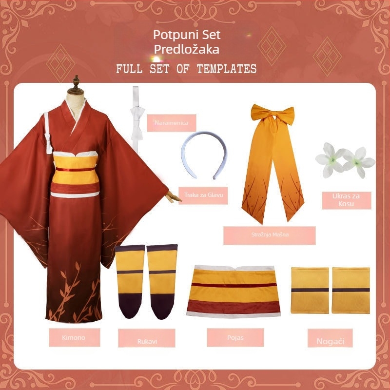 Wenhao divlji pas cosplay odijelo, odijelo za vješticu snijeg proljeće ogledalo cvijet cosplay odijelo ogrtač kimono odijelo za igranje uloga