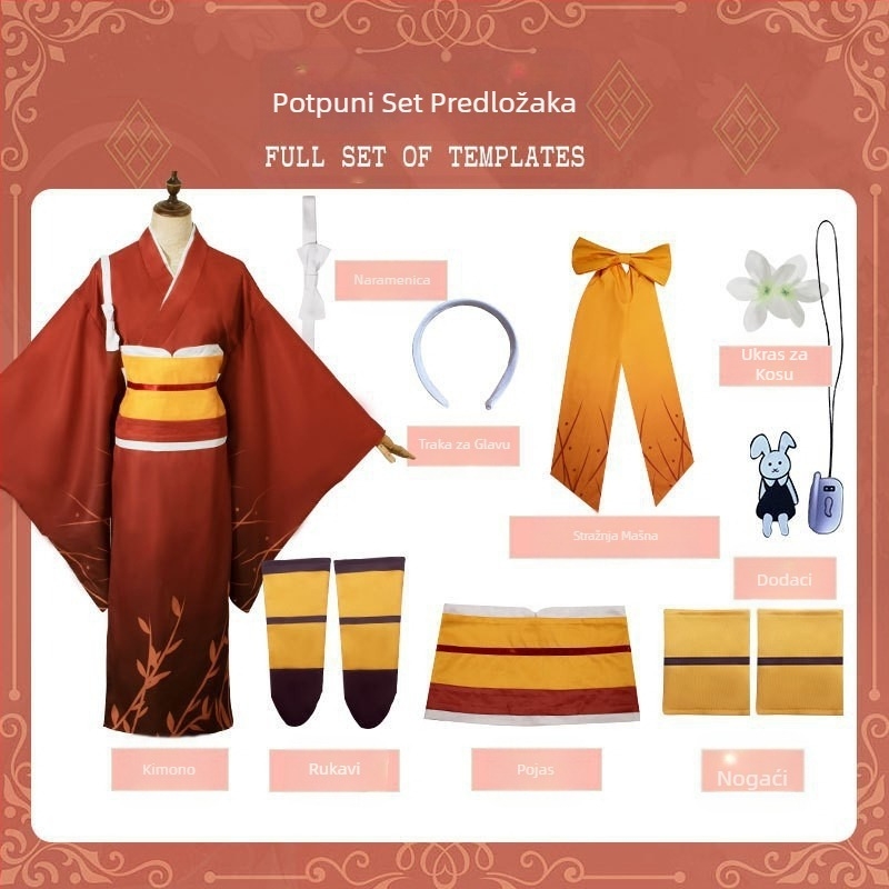 Wenhao divlji pas cosplay odijelo, odijelo za vješticu snijeg proljeće ogledalo cvijet cosplay odijelo ogrtač kimono odijelo za igranje uloga