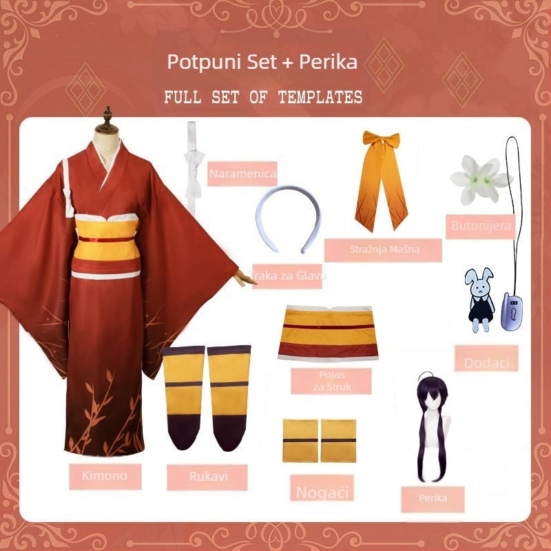 Wenhao divlji pas cosplay odijelo, odijelo za vješticu snijeg proljeće ogledalo cvijet cosplay odijelo ogrtač kimono odijelo za igranje uloga