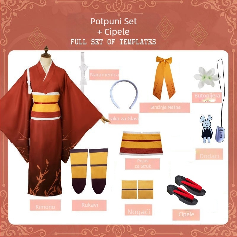 Wenhao divlji pas cosplay odijelo, odijelo za vješticu snijeg proljeće ogledalo cvijet cosplay odijelo ogrtač kimono odijelo za igranje uloga