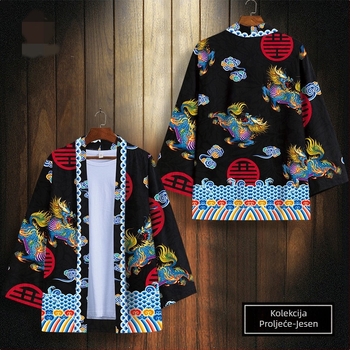 Prekogranični novi nacionalni stil Xingshi 3D digitalni tisak kimono ogrtač kaput kaput s pola rukava, pleteni ogrtač od perja