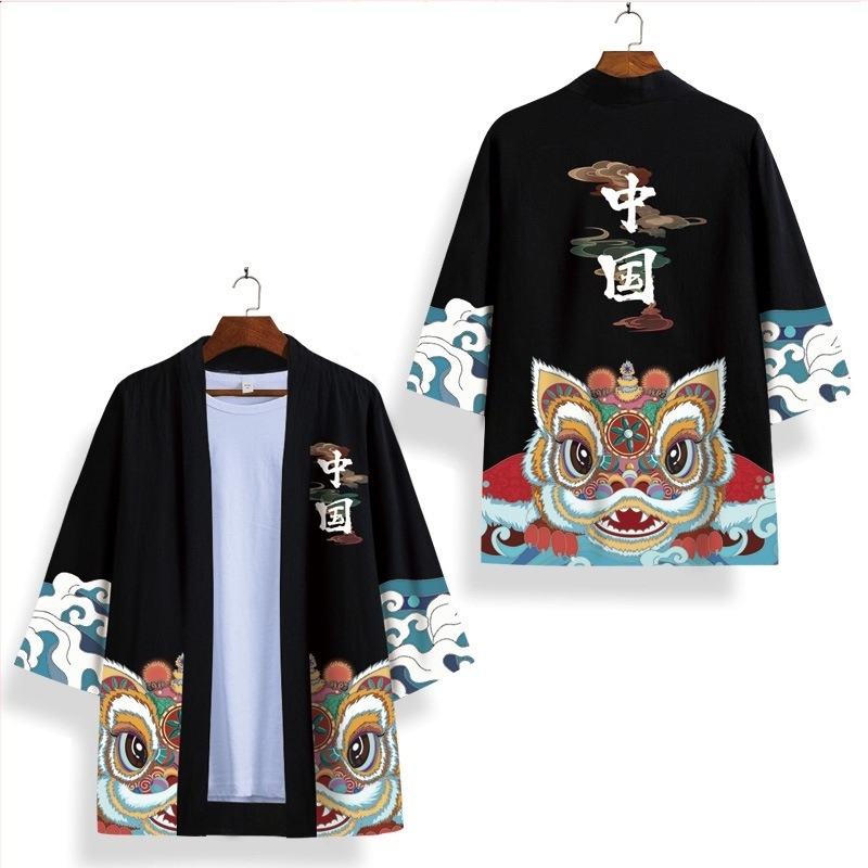 Prekogranični novi nacionalni stil Xingshi 3D digitalni tisak kimono ogrtač kaput kaput s pola rukava, pleteni ogrtač od perja