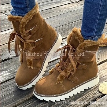 Zimske bijele ružičaste čizme, čizme za snijeg, kratke baršunaste čizme s vezicama, plus veličine, ženske čizme, male veličine, ženske cipele 36-43