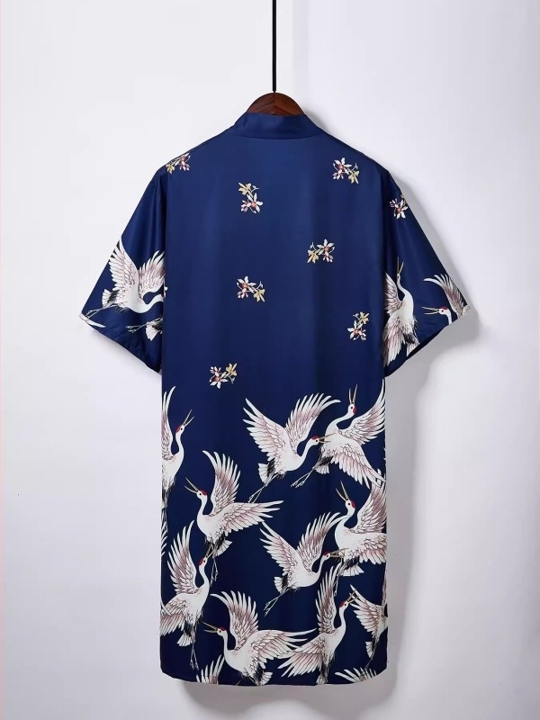 Novi 2024. Amazon kineski stil, muški i ženski dugi kardigan s printom ždrala za zaštitu od sunca, dinastije Han, par, široki ogrtač