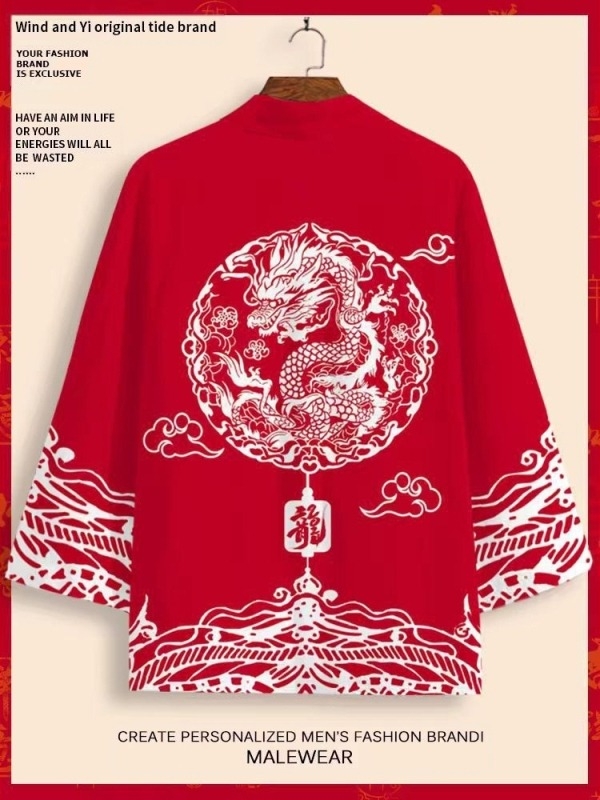 Najprodavaniji kineski stil Zmaj Totem Ždral Phoenix Luan Ptičje pero Pleteni kardigan Dnevni Kimono Ogrtač Ležeran Široki Ogrtač