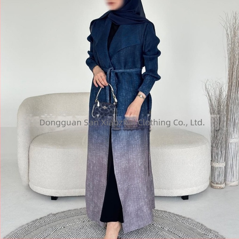 Miyake Gradient Side Bliski istok kaput kaput s kopčom za nokte muslimanska moda kardigan Live Explosions na zalihi ogrtač