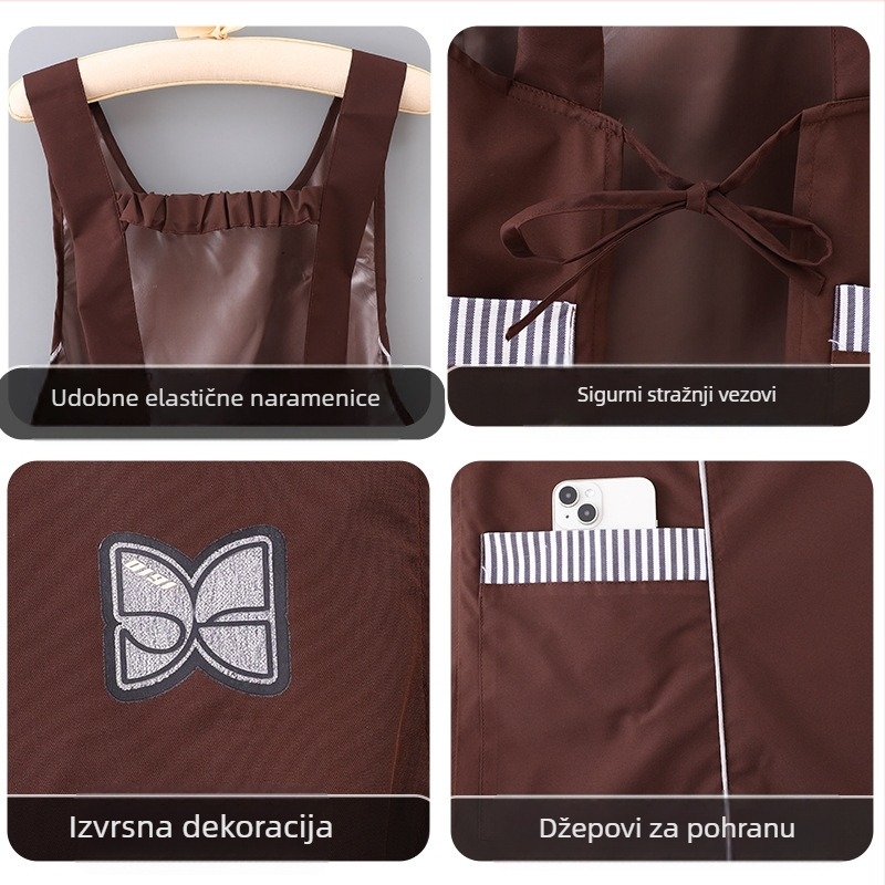 Jednostavna pregača, vodootporna i uljastootporna prsluk za kuhinju, kućanstvo, kuhanje i ugostiteljstvo, ženski prsluk, radna odjeća s tiskom logotipa