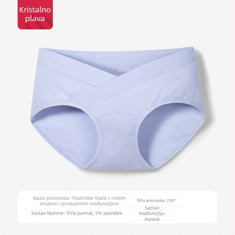 Pamučno donje rublje za trudnice s niskim strukom i produženim međunožjem, za žene, srednje i kasne trudnoće, podesive, plus veličine, s posebnom potporom za trbuh