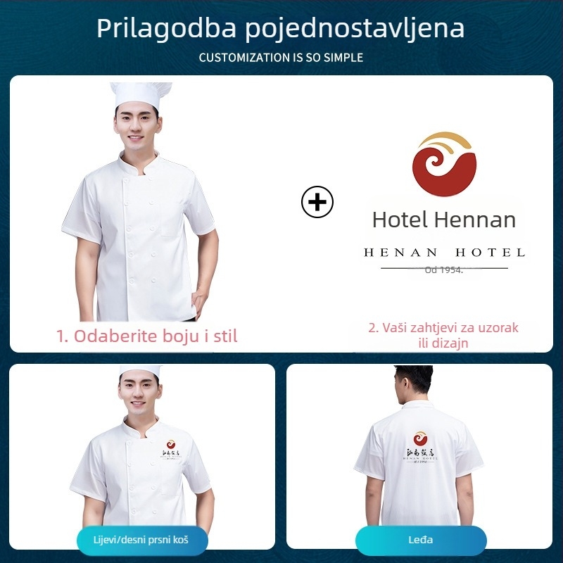 Nova radna odjeća za kuhare s printom za muškarce, ljetna ledena svila kratkih rukava, tanka, prozračna, blagovaonica, restoran, hotel, stražnja kuhinja, žene