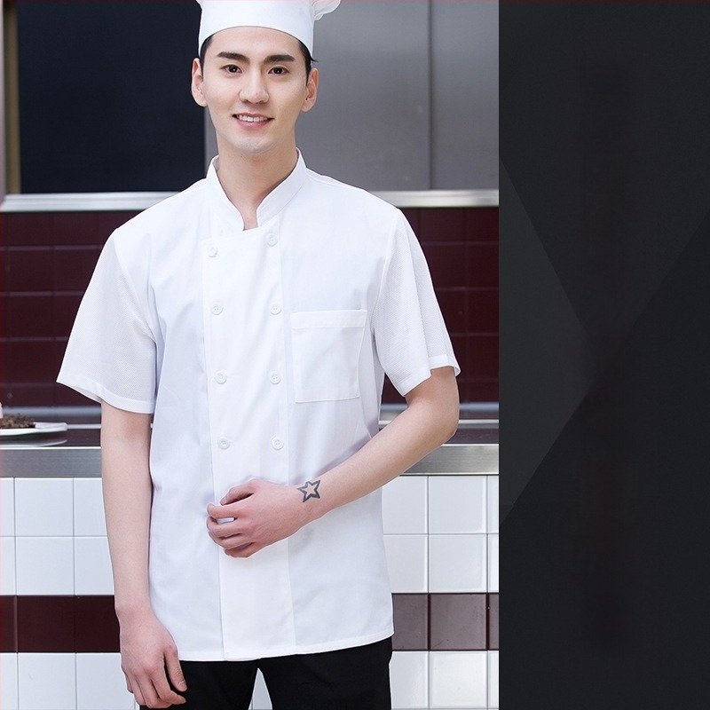 Nova radna odjeća za kuhare s printom za muškarce, ljetna ledena svila kratkih rukava, tanka, prozračna, blagovaonica, restoran, hotel, stražnja kuhinja, žene
