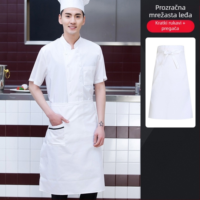 Nova radna odjeća za kuhare s printom za muškarce, ljetna ledena svila kratkih rukava, tanka, prozračna, blagovaonica, restoran, hotel, stražnja kuhinja, žene