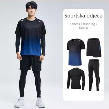 Jesensko-zimsko novo sportsko odijelo Muška odjeća za trčanje za trening, fitness odjeća, jutarnja odjeća za trčanje i jahanje, ležerna uska odjeća za brzo sušenje