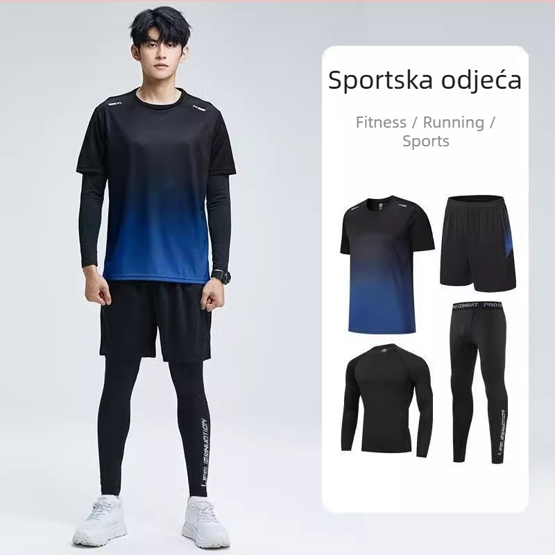 Jesensko-zimsko novo sportsko odijelo Muška odjeća za trčanje za trening, fitness odjeća, jutarnja odjeća za trčanje i jahanje, ležerna uska odjeća za brzo sušenje