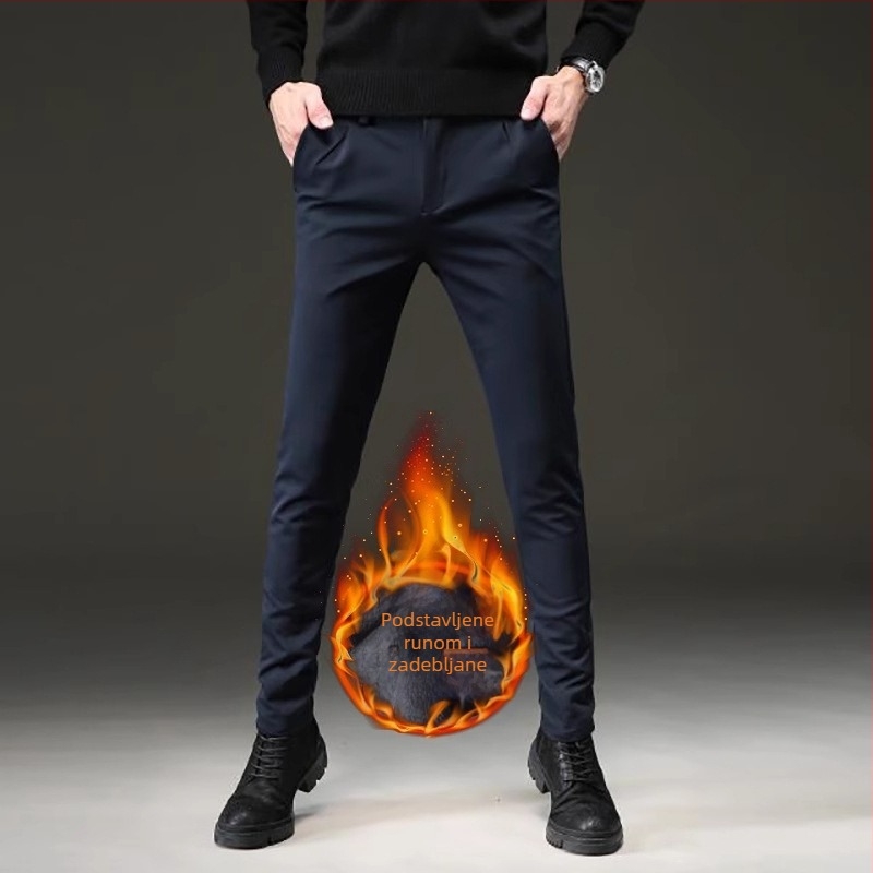 Crne muške hlače Ice Silk, slim fit i uski kroj, poslovne duže hlače za proljeće i jesen, otporne na naboranje