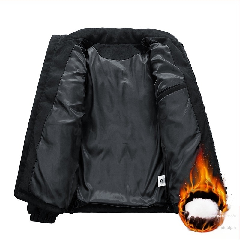 Prekogranična muška zimska jakna s pamučnom podstavom, muška jakna od antilopa s pamučnom podstavom i stojećim ovratnikom, modna višenamjenska jakna za kruh s pamučnom podstavom, set jakne s printom