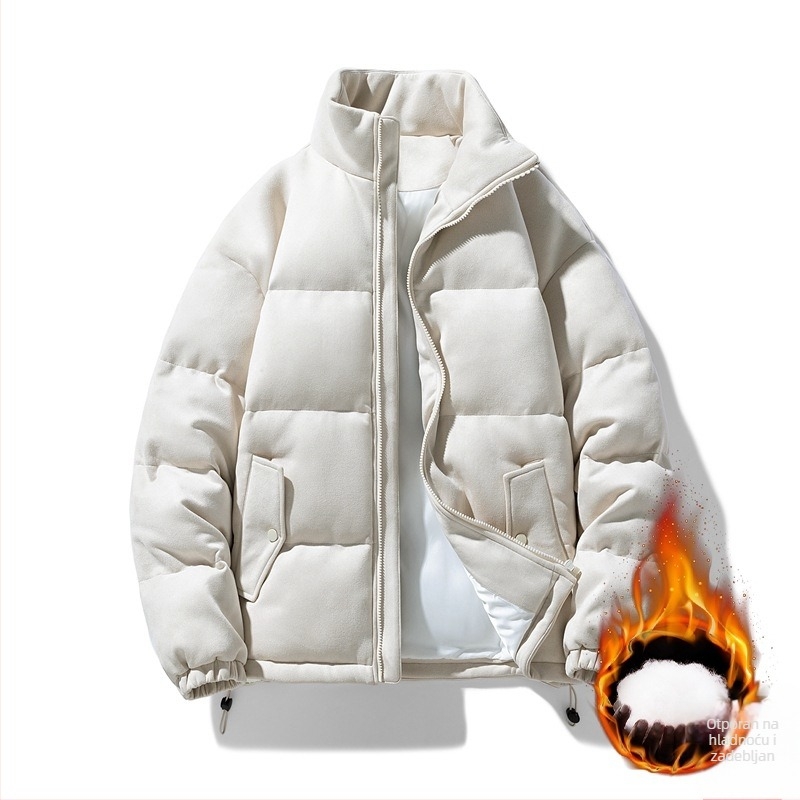 Prekogranična muška zimska jakna s pamučnom podstavom, muška jakna od antilopa s pamučnom podstavom i stojećim ovratnikom, modna višenamjenska jakna za kruh s pamučnom podstavom, set jakne s printom