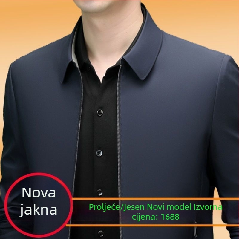 Korejska verzija muškog jesensko-zimskog kaputa srednje dobi Fan Chao, visokokvalitetne jakne s flis podstavom, novog osjećaja vodstva za slobodno vrijeme i administraciju