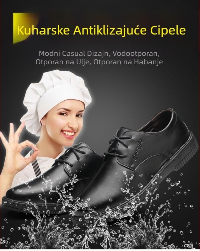 Kuhinjske cipele, Kuharske cipele, Muške radne cipele protiv klizanja, vodootporne i uljane, Hotelske kožne cipele otporne na ulje i habanje, Zaštita za ženska stopala