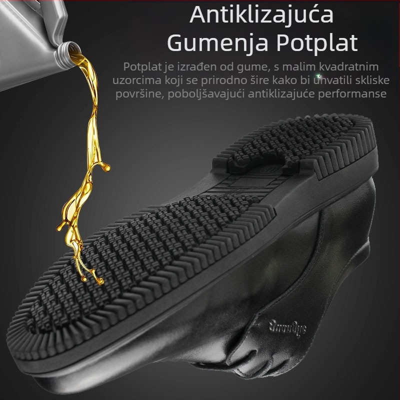 Kuhinjske cipele, Kuharske cipele, Muške radne cipele protiv klizanja, vodootporne i uljane, Hotelske kožne cipele otporne na ulje i habanje, Zaštita za ženska stopala