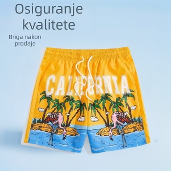 Prekogranične nove mrežaste kratke hlače za plažu, ležerne muške, 3D digitalni tisak, eksplozije 2024.