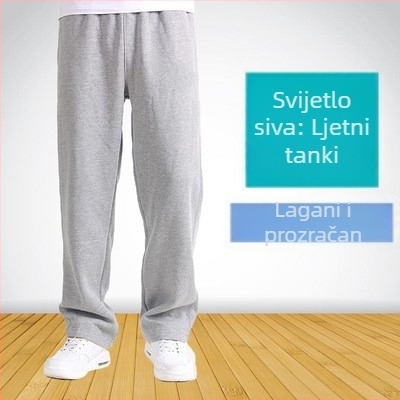 Proljetne i ljetne tanke pamučne sportske hlače za muškarce, široke ravne ležerne trenirke, debele rastezljive muške hlače, hlače većih veličina