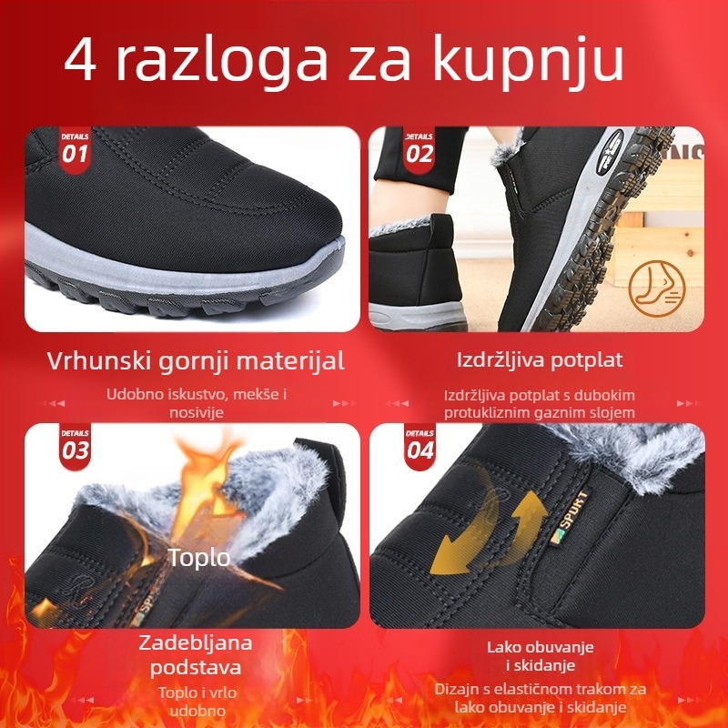 Zimske nove čizme za snijeg, muške cipele s flis podstavom, stare pekinške cipele s pamučnim podstavom, jednodijelne, dostavljene, zadebljane tople muške cipele s pamučnim podstavom za starije osobe
