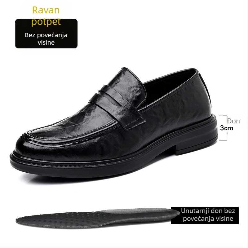 Unutarnje povećanje visine Poslovne ležerne kožne cipele Muške cipele od 6 cm Muške cipele Slip-on niske cipele s grahom Muške jednodijelne cipele za kosu