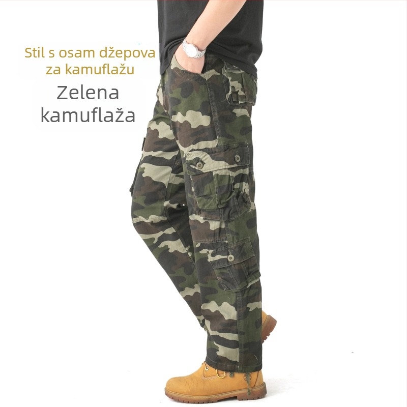Proljetne i jesenske muške kombinezone, maskirne hlače s više džepova, plus size ležerne hlače, muške pamučne plus size hlače, trendi brend, široke hlače