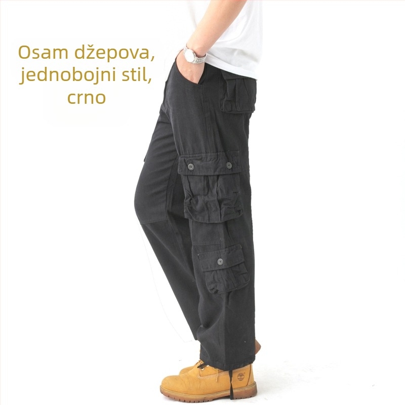 Proljetne i jesenske muške kombinezone, maskirne hlače s više džepova, plus size ležerne hlače, muške pamučne plus size hlače, trendi brend, široke hlače