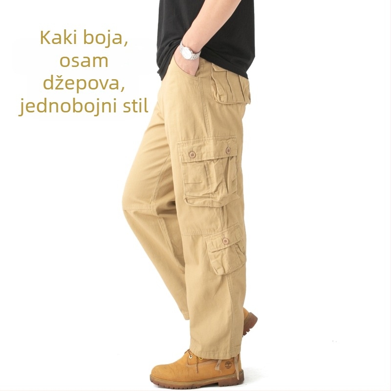 Proljetne i jesenske muške kombinezone, maskirne hlače s više džepova, plus size ležerne hlače, muške pamučne plus size hlače, trendi brend, široke hlače