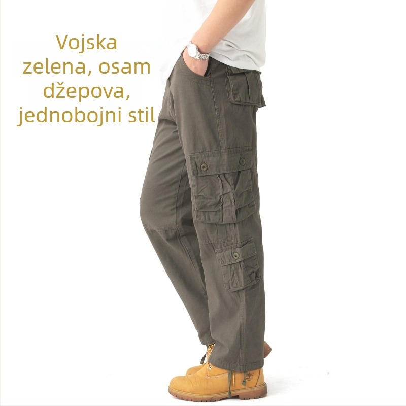 Proljetne i jesenske muške kombinezone, maskirne hlače s više džepova, plus size ležerne hlače, muške pamučne plus size hlače, trendi brend, široke hlače