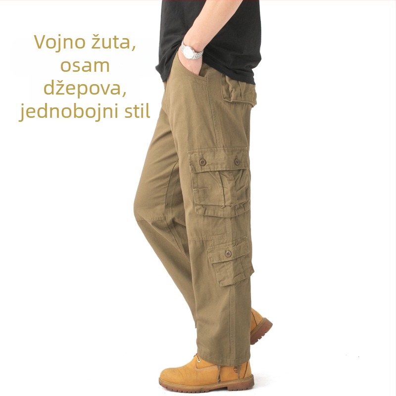 Proljetne i jesenske muške kombinezone, maskirne hlače s više džepova, plus size ležerne hlače, muške pamučne plus size hlače, trendi brend, široke hlače