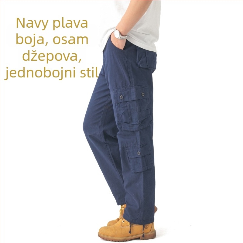 Proljetne i jesenske muške kombinezone, maskirne hlače s više džepova, plus size ležerne hlače, muške pamučne plus size hlače, trendi brend, široke hlače