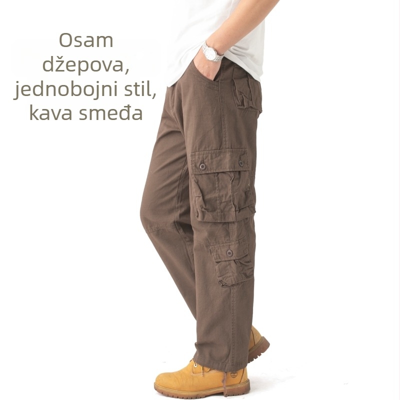 Proljetne i jesenske muške kombinezone, maskirne hlače s više džepova, plus size ležerne hlače, muške pamučne plus size hlače, trendi brend, široke hlače