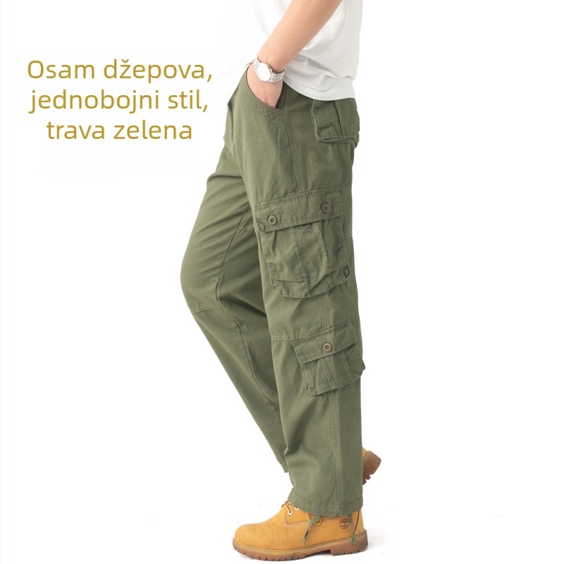 Proljetne i jesenske muške kombinezone, maskirne hlače s više džepova, plus size ležerne hlače, muške pamučne plus size hlače, trendi brend, široke hlače