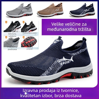 CrossBorder mrežaste cipele za muškarce 2025. Nove sportske cipele velikih dimenzija s mekim potplatom Temu Generation Slip-On Shark planinarske cipele za muškarce
