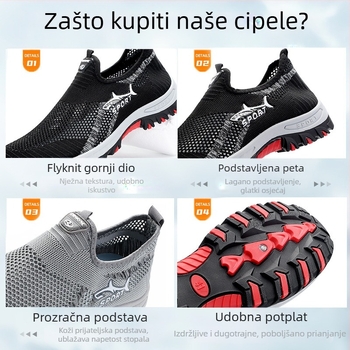 CrossBorder mrežaste cipele za muškarce 2025. Nove sportske cipele velikih dimenzija s mekim potplatom Temu Generation Slip-On Shark planinarske cipele za muškarce