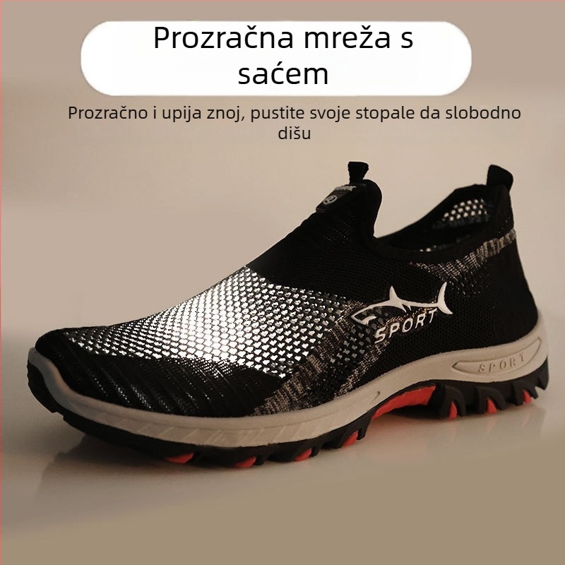 CrossBorder mrežaste cipele za muškarce 2025. Nove sportske cipele velikih dimenzija s mekim potplatom Temu Generation Slip-On Shark planinarske cipele za muškarce