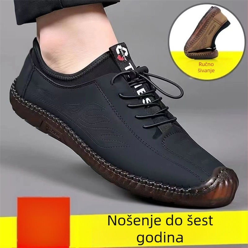 Muške neklizajuće niske sandale s mekim potplatom, muške ležerne vanjske cipele za pećinu, ljetne cipele za plažu s šupljim izrezom, sandale s goveđim tetivama