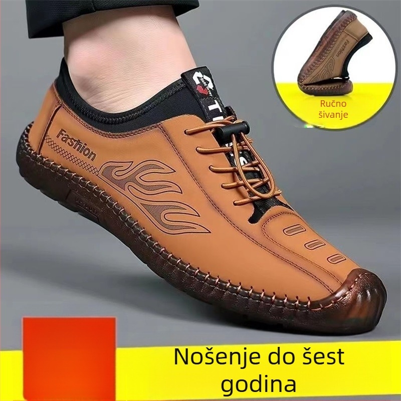 Muške neklizajuće niske sandale s mekim potplatom, muške ležerne vanjske cipele za pećinu, ljetne cipele za plažu s šupljim izrezom, sandale s goveđim tetivama