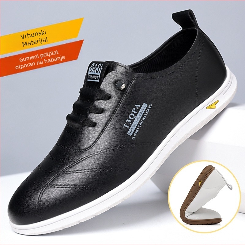 Nove muške casual cipele s okruglim vrhom, poslovne, trendi muške cipele, male bijele cipele, kožne cipele, veleprodaja iz tvornice 9173